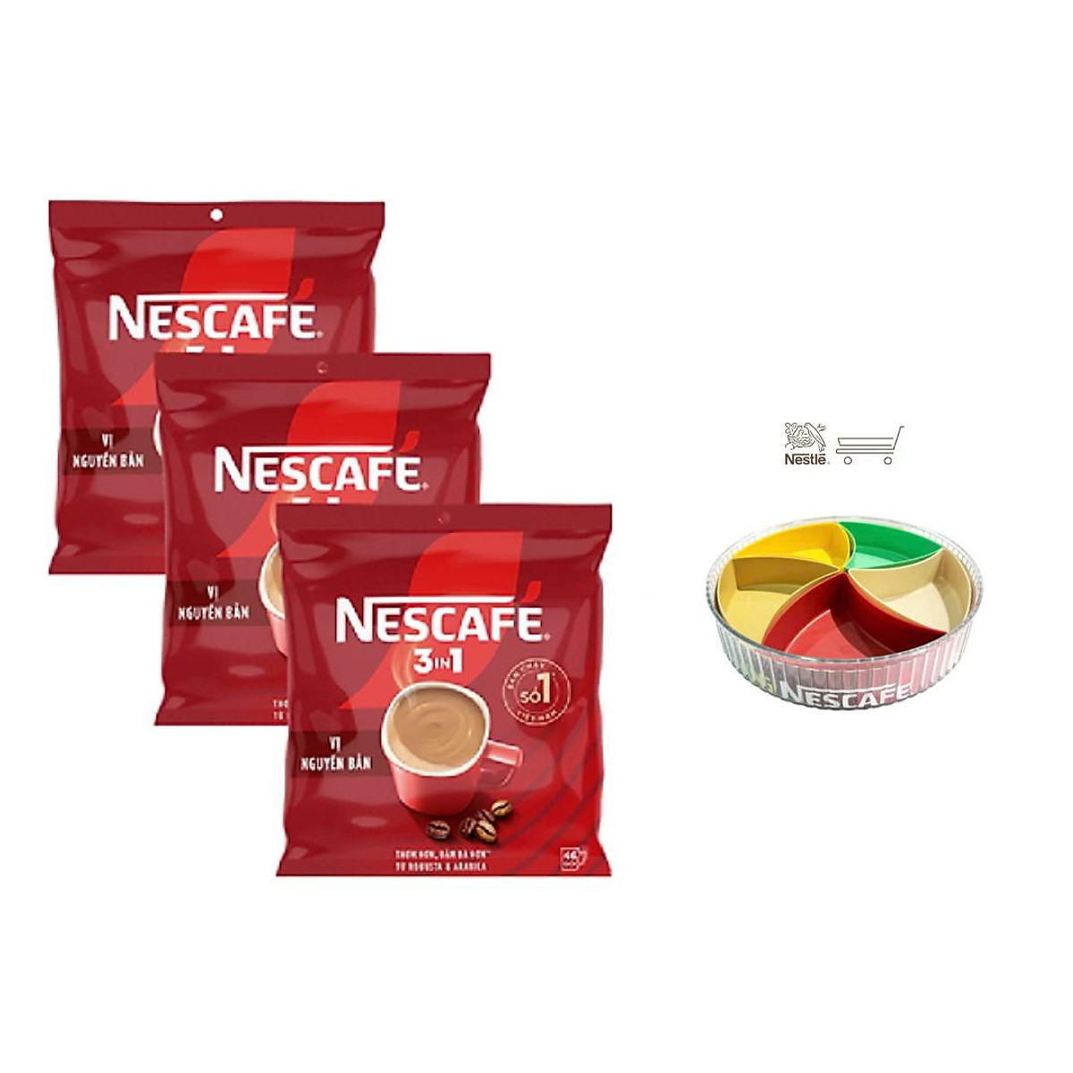 Combo 3 Bịch NESCAFE 3IN1 Công thức cải tiến - VỊ NGUYÊN BẢN Bịch 46 gói