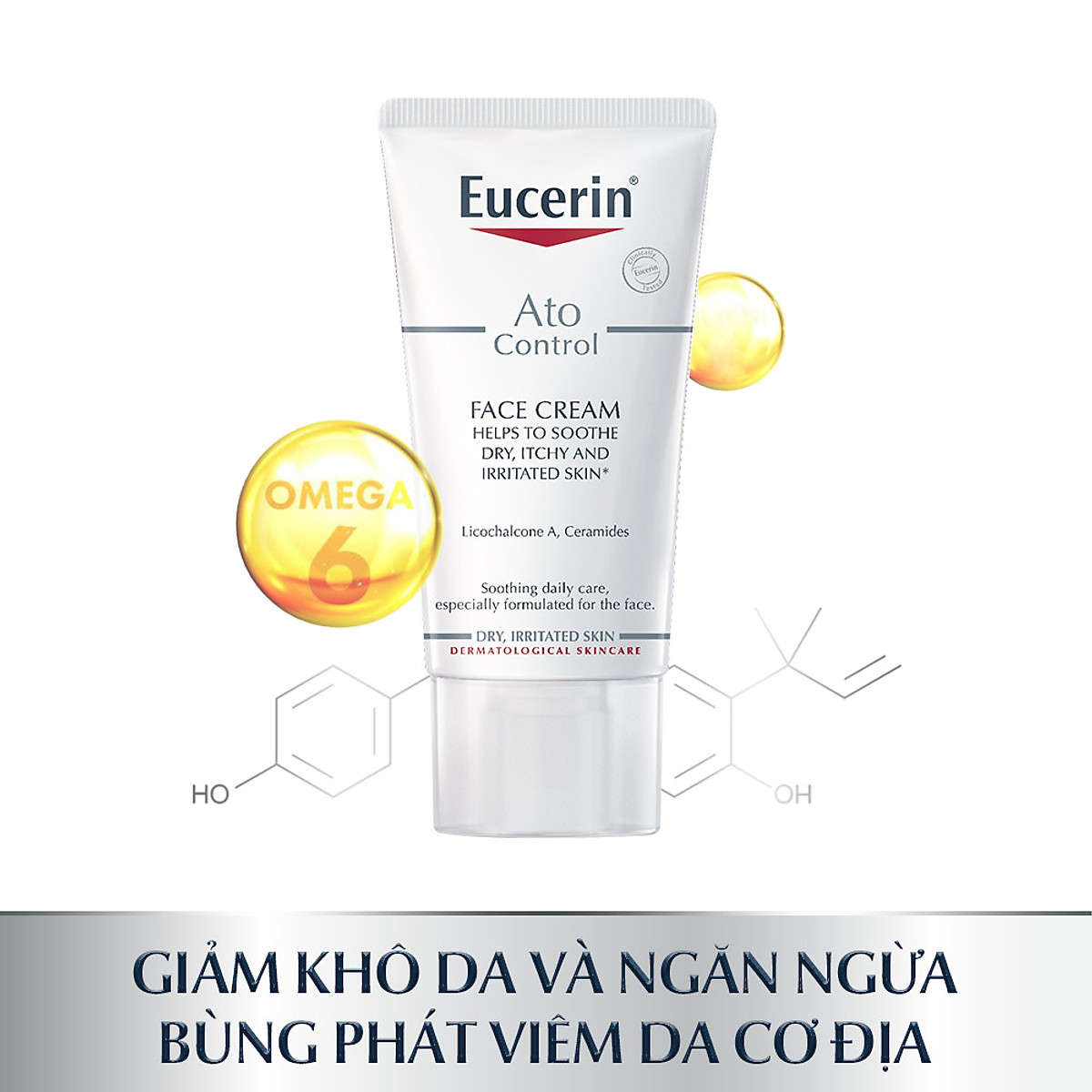 Kem dưỡng ẩm chuyên sâu, tái tạo da nhạy cảm Eucerin AtoControl Face Cream 50ml