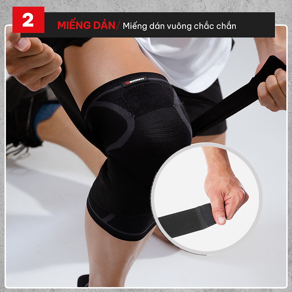 Bó gối, băng gối thể thao GoodFit dày dặn co giãn 4 chiều, bó gối bóng chuyền kèm dây quấn trợ lực chắc chắn GF511K