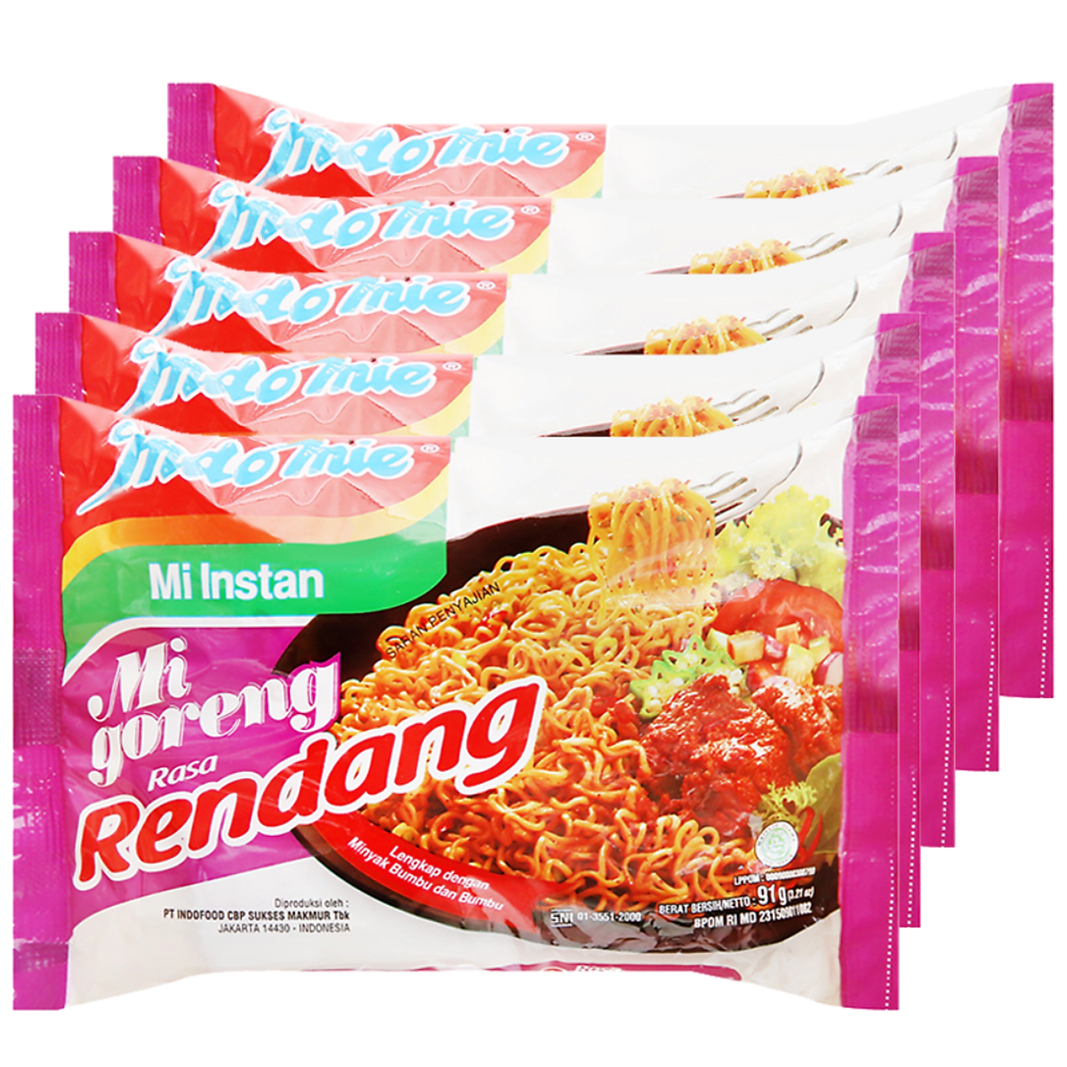 Mì Goreng Rendeng Vị Bò Cay Indomie (91G X 40 Gói/Thùng)