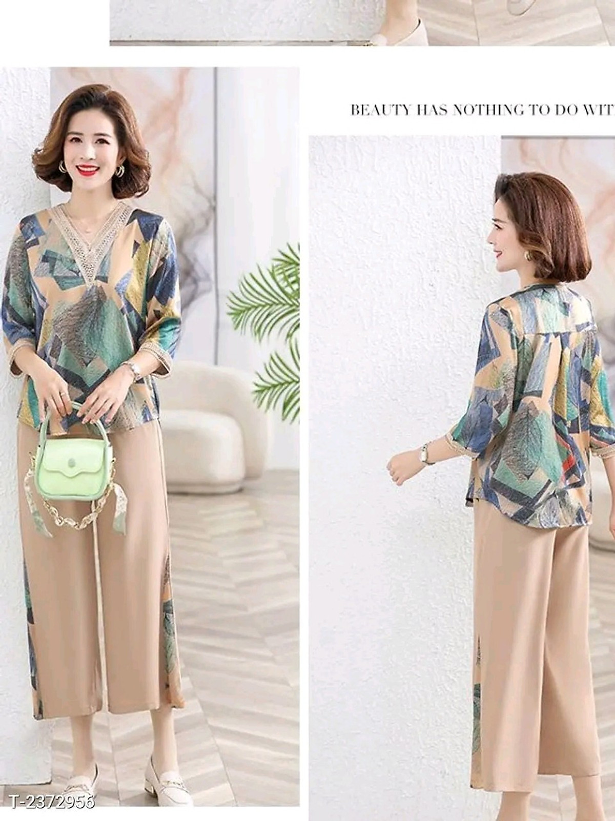 Đồ bộ trung niên cho bà cho mẹ, chất liệu Lụa Hàn mát, thấm hút mồ hôi, đồ bộ nữ kiểu set đi chơi , bộ đồ trung niên, Nesa Shop