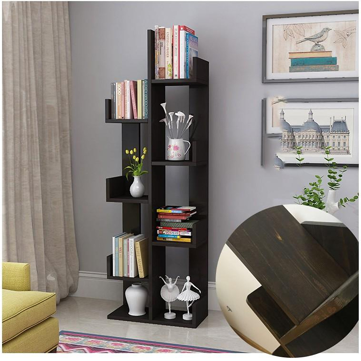 Kệ sách hình cây, Kệ sách gỗ xương rồng phòng khách - Tủ, kệ sách