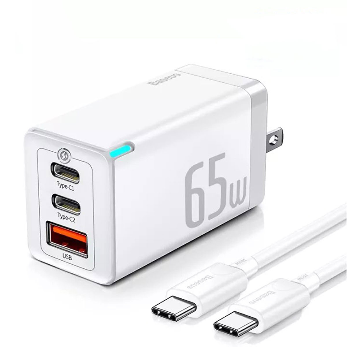 Bộ sạc nhanh Baseus Gan3 Pro Quick Charger 65W Type Cx2 + USB 65W kèm cáp Type-C to Type-C 1M 100W tiêu chuẩn an toàn cao- Hàng chính hãng