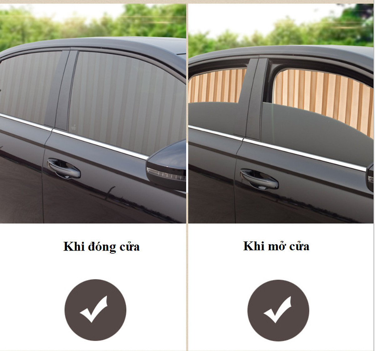 BỘ 4 RÈM VẢI CHE NẮNG CÁNH CỬA THÔNG MINH TRÊN XE HƠI TẶNG KÈM THẺ ĐỖ XE