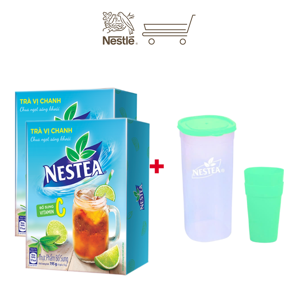 Combo 2 Hộp Thực phẩm bổ sung trà vị chanh NESTEA hộp 15 gói x 13 g ( bao bì tặng thêm 5 gói)