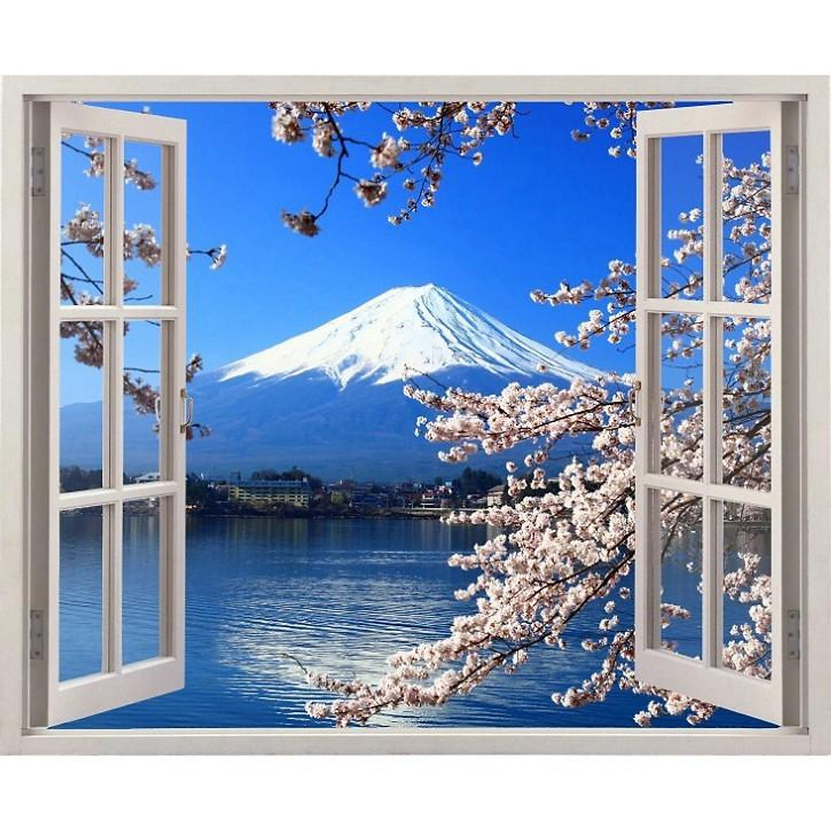 Cảnh núi Phú Sĩ to lớn và hùng vĩ sẽ giúp bạn tìm được sự yên bình tâm hồn trong không gian sống. Tranh dán tường cho không gian thêm sắc màu và đem lại cảm giác thật gần gũi với thiên nhiên.
