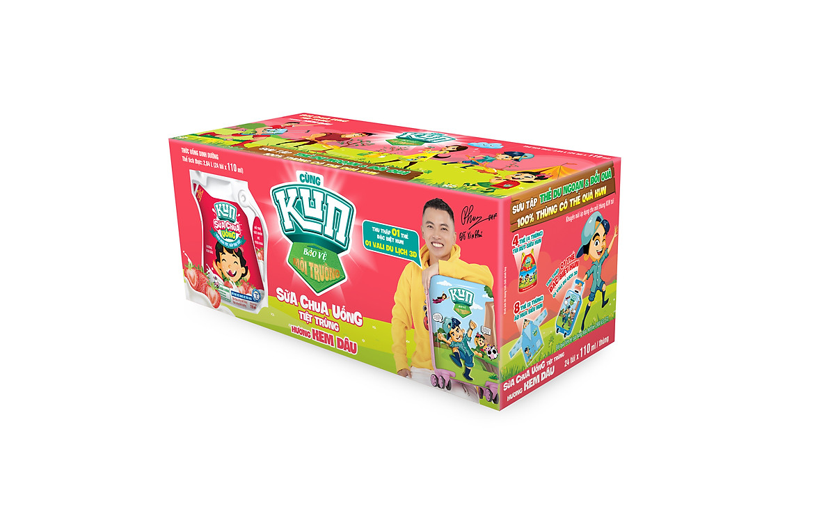 Thùng 24 Túi Sữa Chua Uống Hương Dâu KUN 110ml/túi