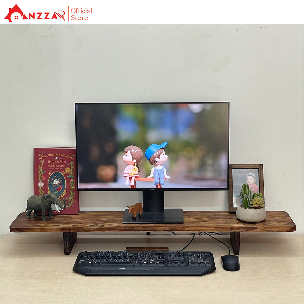 Kệ kê màn hình máy tính bằng gỗ, Kệ gỗ kê màn hình máy tính Gaming Anzzar-03