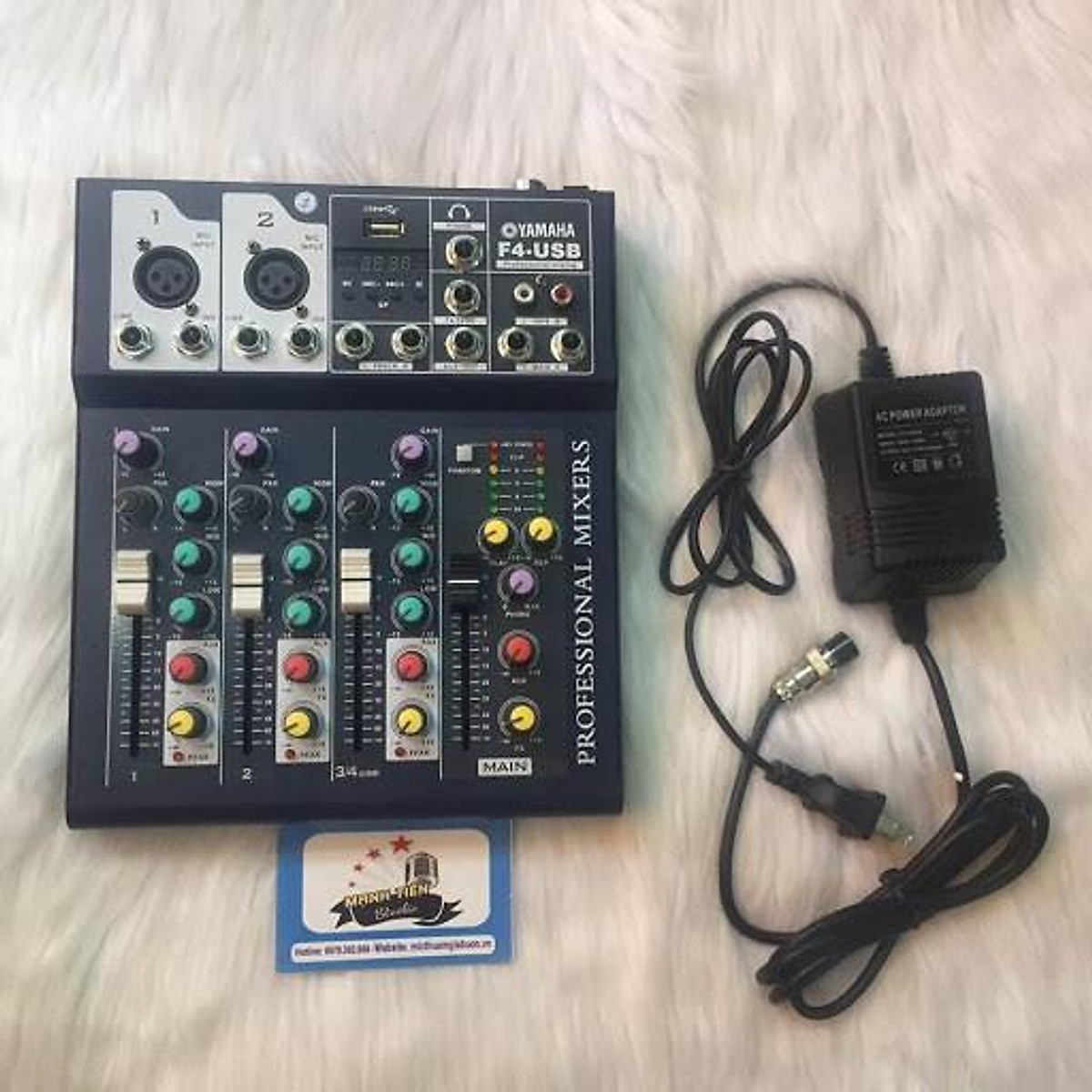 Mixer F4 USB Bộ trộn âm thanh Mixer Chuyên Karaoke, Livestream, Thu Âm