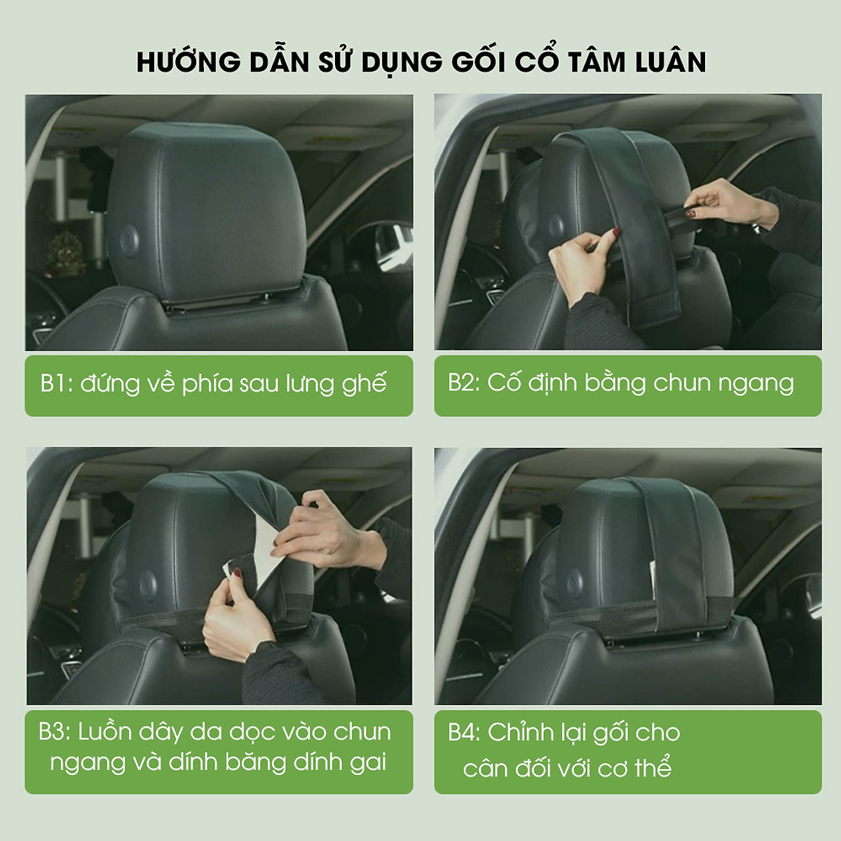 Gối tựa đầu xe ô tô cao su non, gối tựa lưng ô tô cao cấp kê cổ tựa lưng ghế ô tô, massage vai gáy phụ kiện xe hơi Tâm Luân