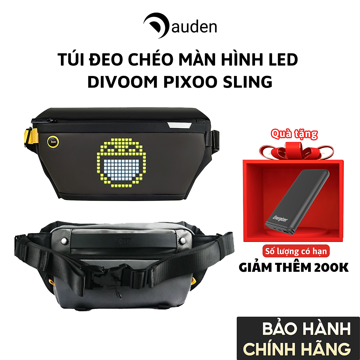 Túi đeo chéo thông minh Divoom Pixoo Slingbag hiển thị màn hình Led, tích hợp app Divoom