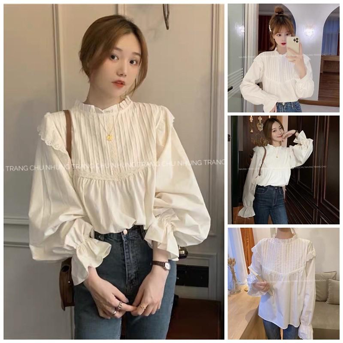 Áo sơ mi nữ kiểu bánh bèo không tay và quần loe xẻ tà V623 tại Hải Phòng   Thời trang Áo nữ Áo sơ mi