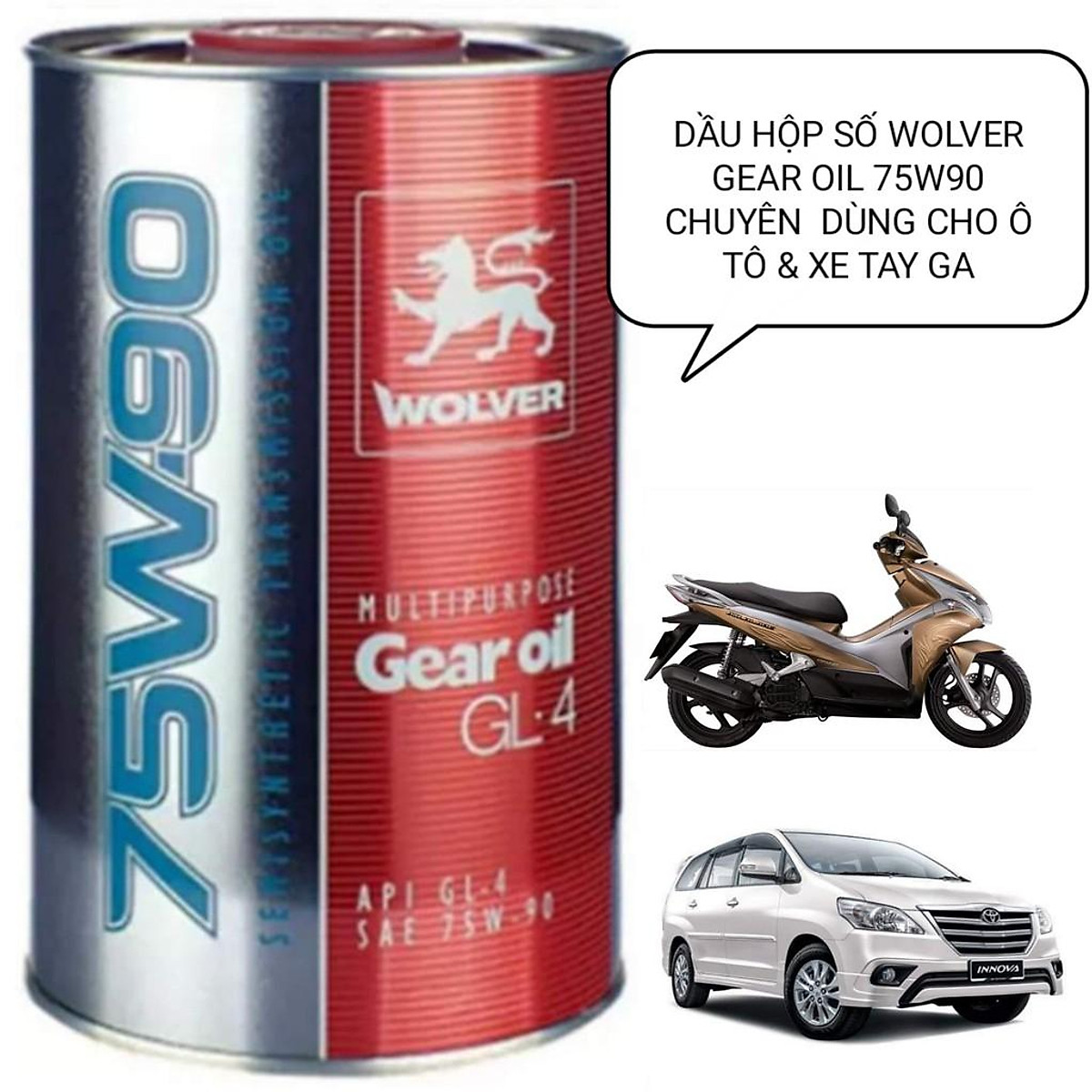 Nhớt Hộp Số Chuyên Dùng GL4 Wolver Multipurpose Gear Oil 75w90 (1L)