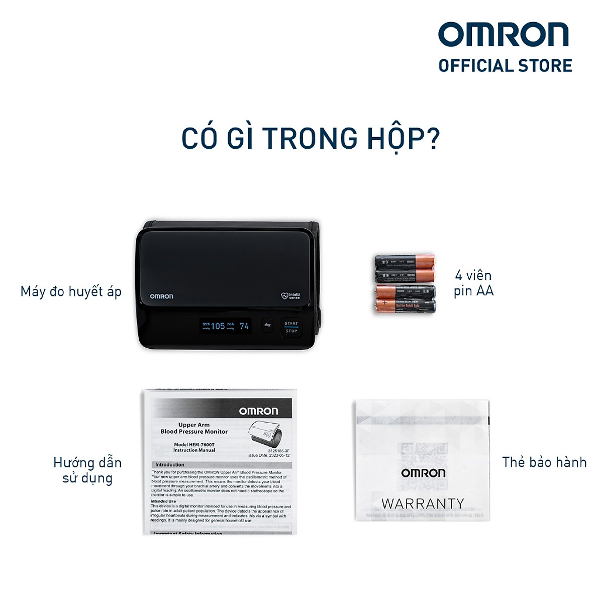 Máy Đo Huyết Áp Bắp Tay Cao Cấp Omron Hem-7600T - Kết Nối Điện Thoại - Intellisense - Sản Xuất Nhật Bản