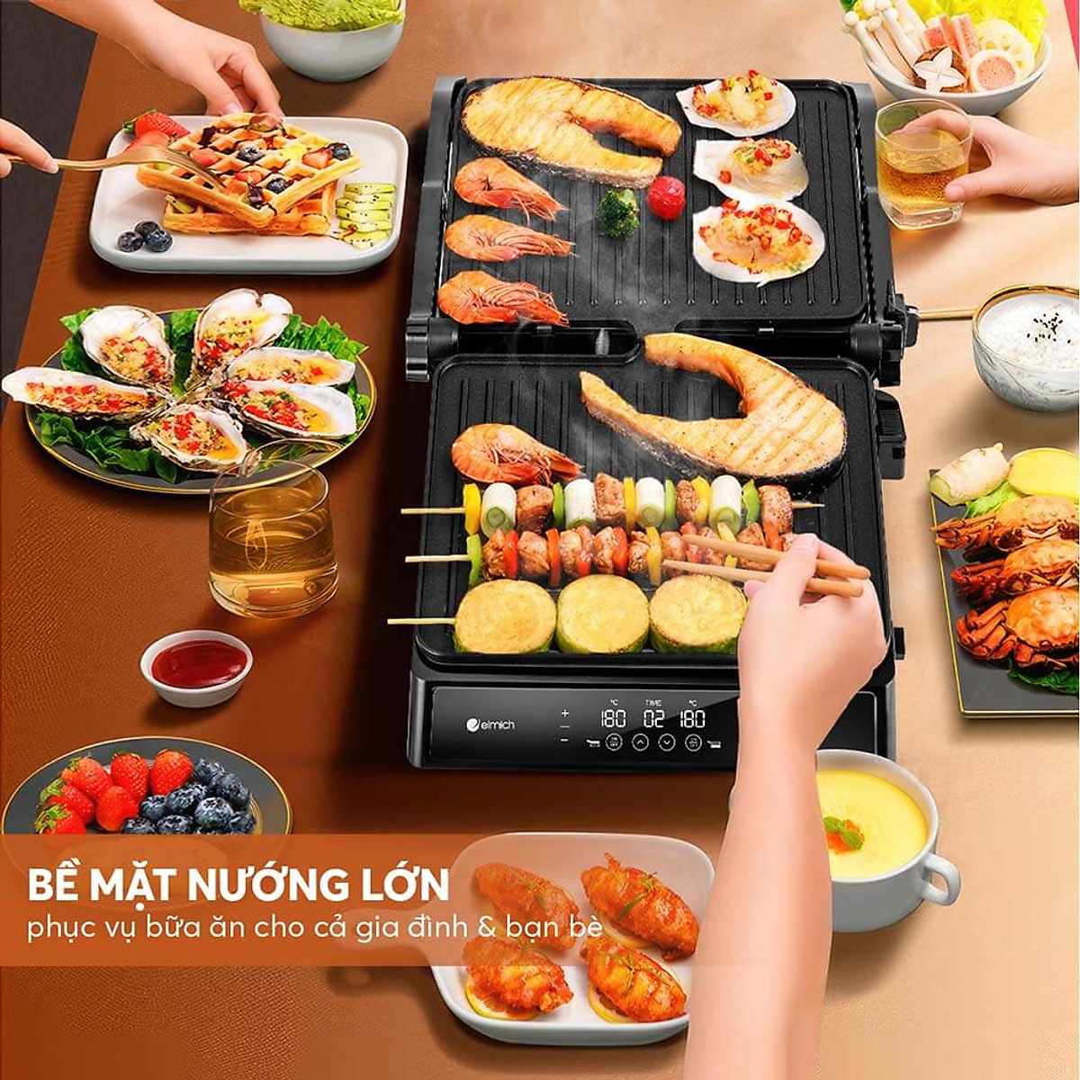 Vỉ nướng điện gấp gọn Elmich EGE-8579 - Hàng Chính Hãng