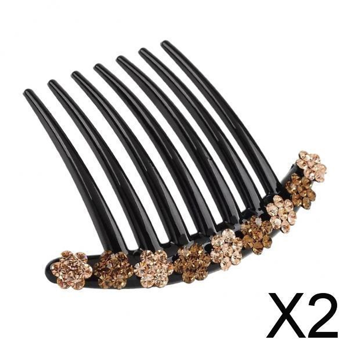 2xRhinestones Hair Comb Clip Updo Bun Maker Bridal Hair Styling Tool Champagne 2xRhinestones Hair Comb Clip Updo Bun Maker Bridal Hair Styling Tool Champagne