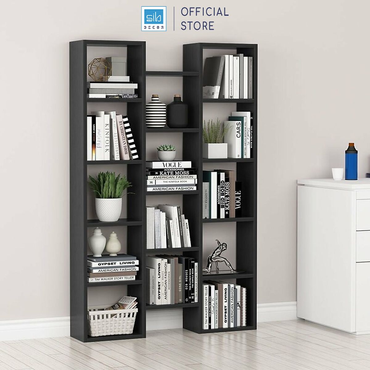 Kệ Sách Đa Tầng 14 Ngăn Thiết Kế Hiện Đại, Đa Năng Thương Hiệu SIB Decor KSG25