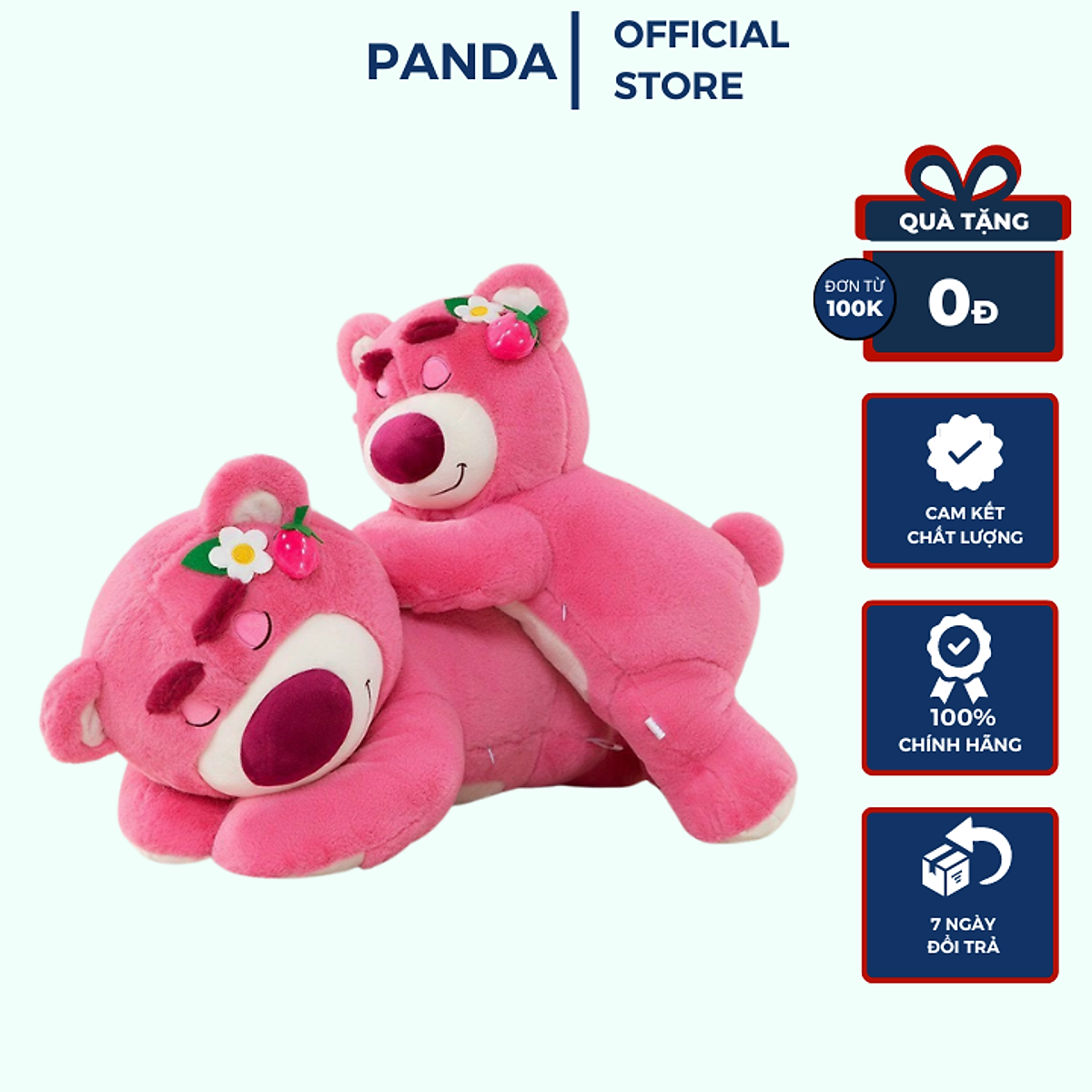 Gấu Bông LOTSO HUGGIN BEAR Lông Xù Tai Dâu Nằm Ngủ Đáng Yêu