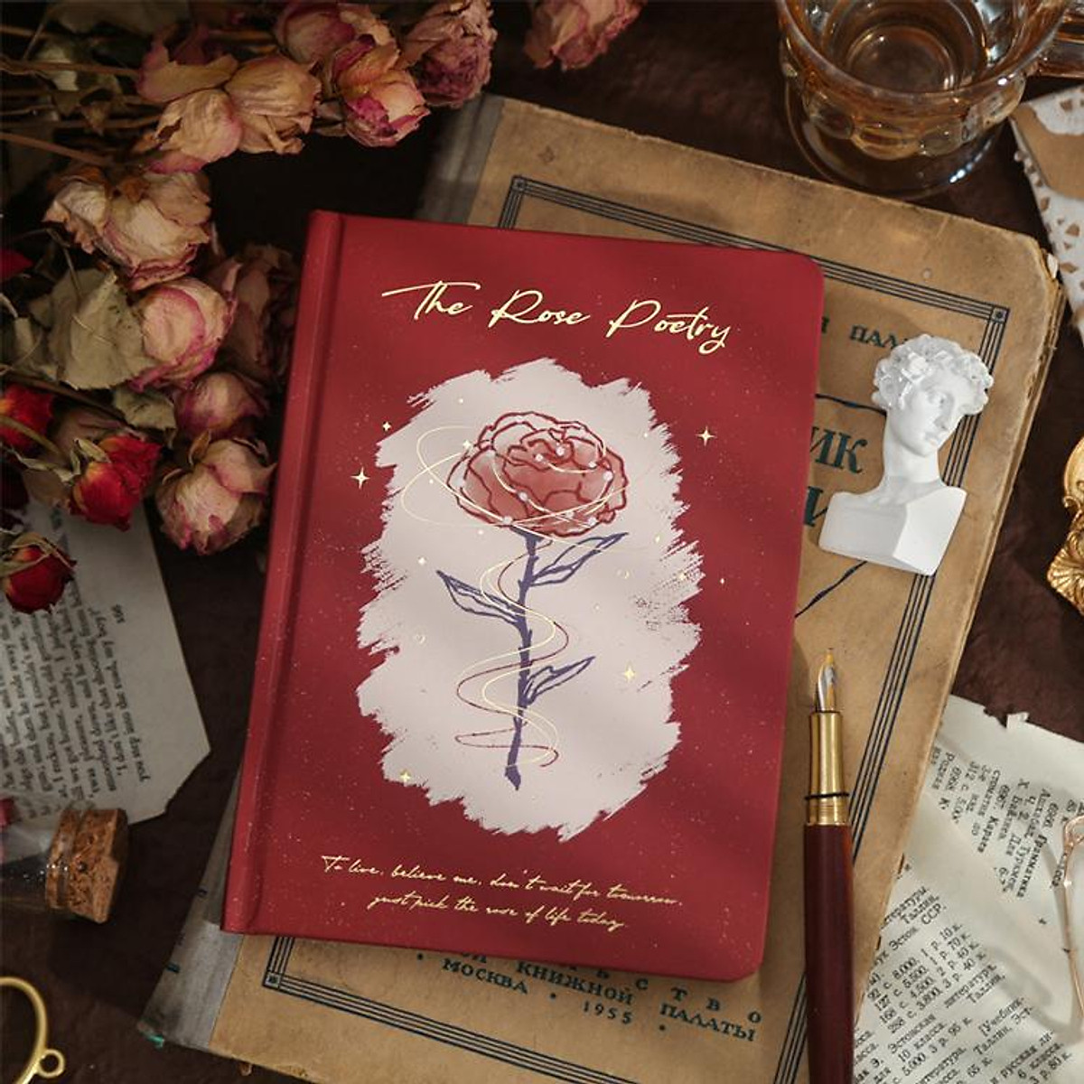 Sổ Tay Bìa Cứng - Sổ Nhật Kí Phong Cách Cổ Điển , Vintage The Rose Poetry -  Họa