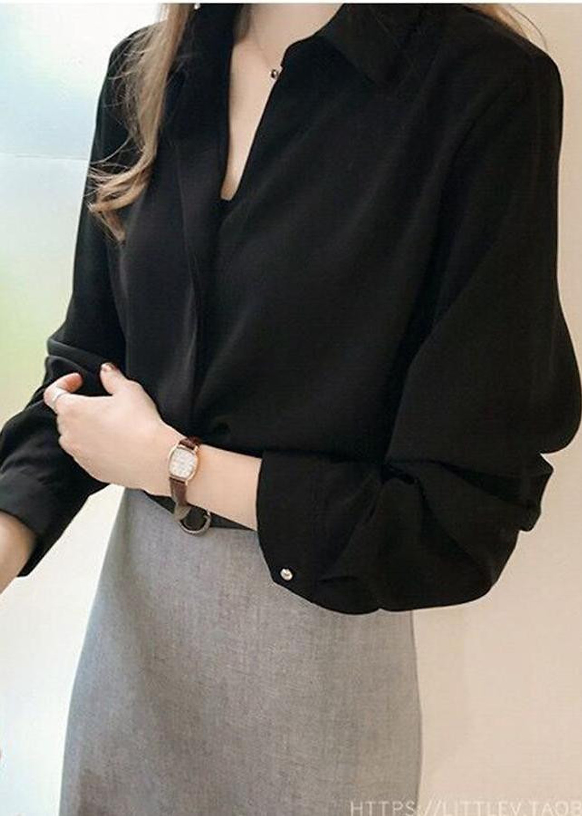 Áo Sơ Mi Công Sở Nữ Cổ Trụ Tay Nhún Bèo - SM954 Áo Sơ Mi Công Sở Nữ Cổ Trụ Tay Nhún Bèo - Sm954