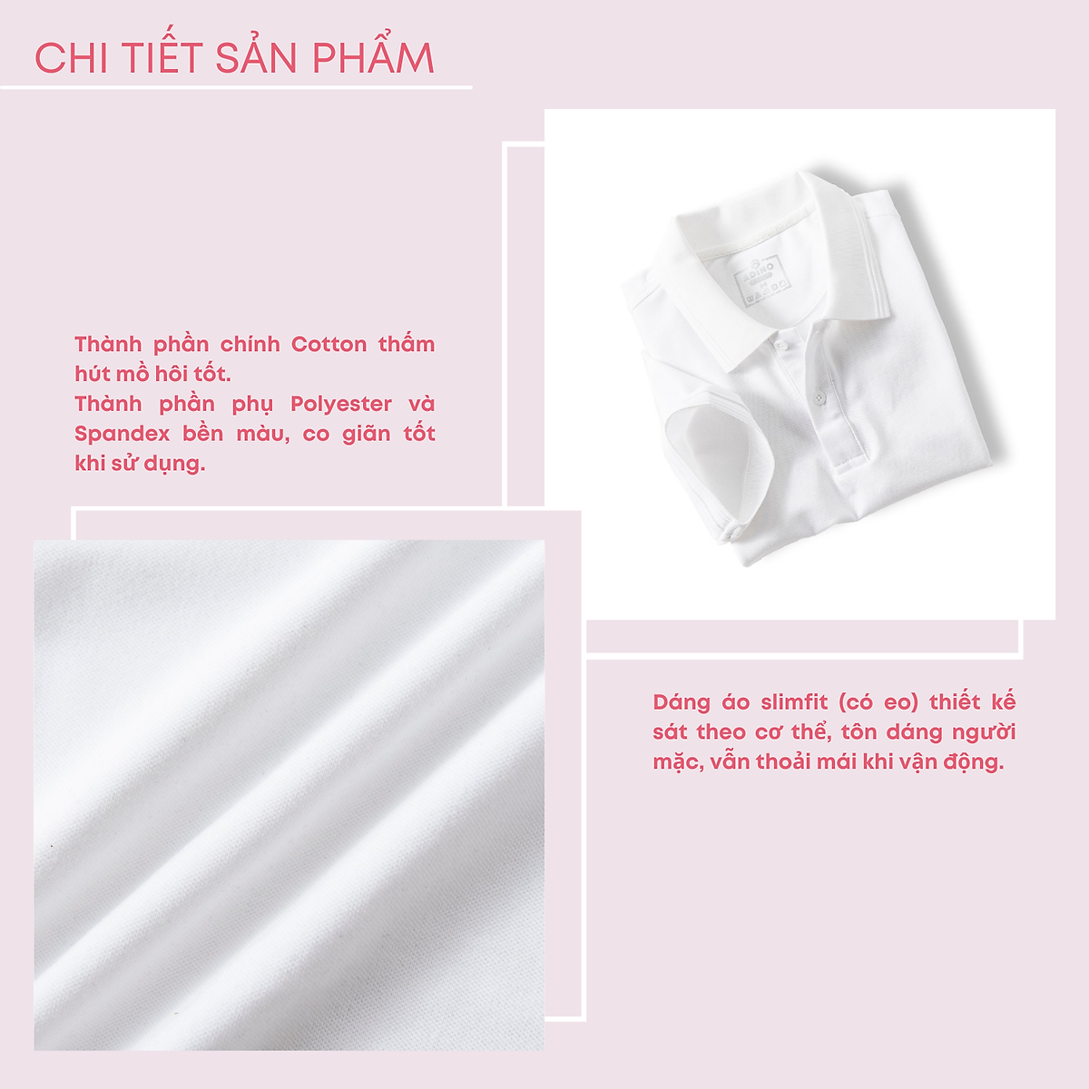 Áo polo nữ màu trắng phối viền chìm ADINO vải cotton polyester mềm dáng slimfit công sở hơi ôm trẻ trung APN03