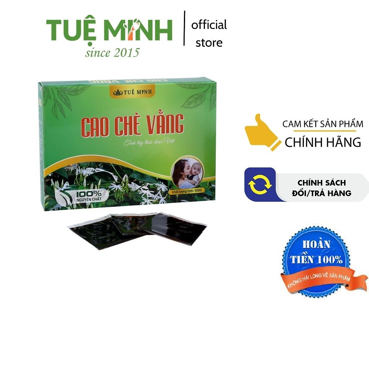 Cao chè vằng lợi sữa thương hiệu Tuệ Minh, hộp 500 gram 20 miếng