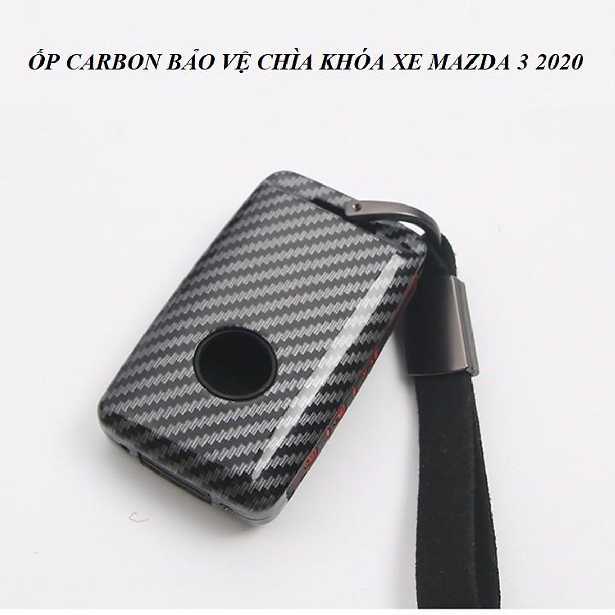 Bao da chìa khóa, ốp carbon chìa khóa, móc khóa ô tô dùng riêng cho xe Mazda 3 2020