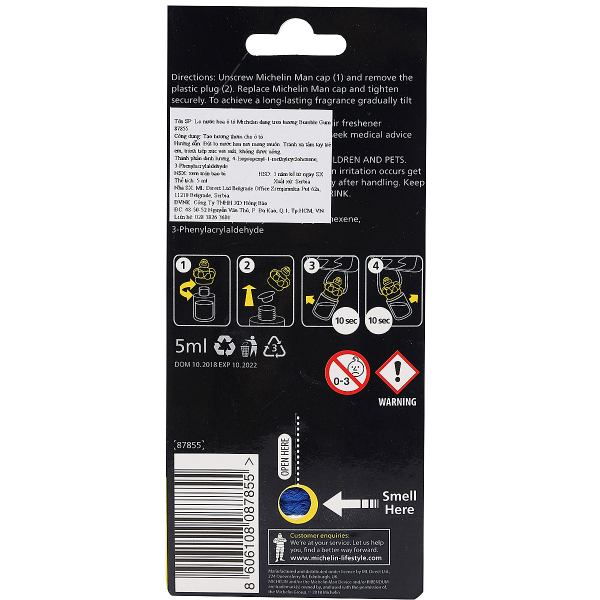 Lọ nước hoa oto Michelin dạng treo hương Bubu 5ml 87855 - Hàng chính hãng