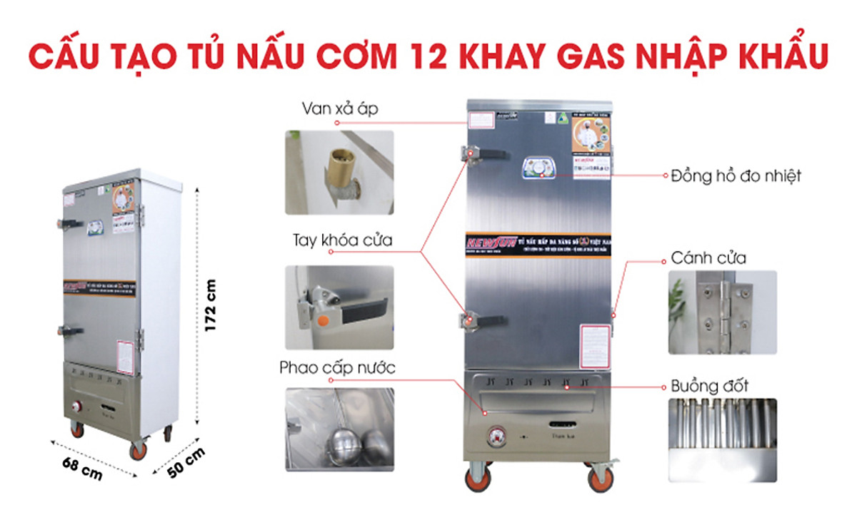 Tủ nấu cơm công nghiệp – thiết kế dễ sử dụng