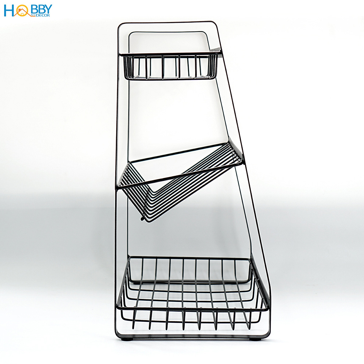 Kệ đựng gia vị chai lọ nhà bếp 3 tầng sơn đen Hobby home decor 3TD