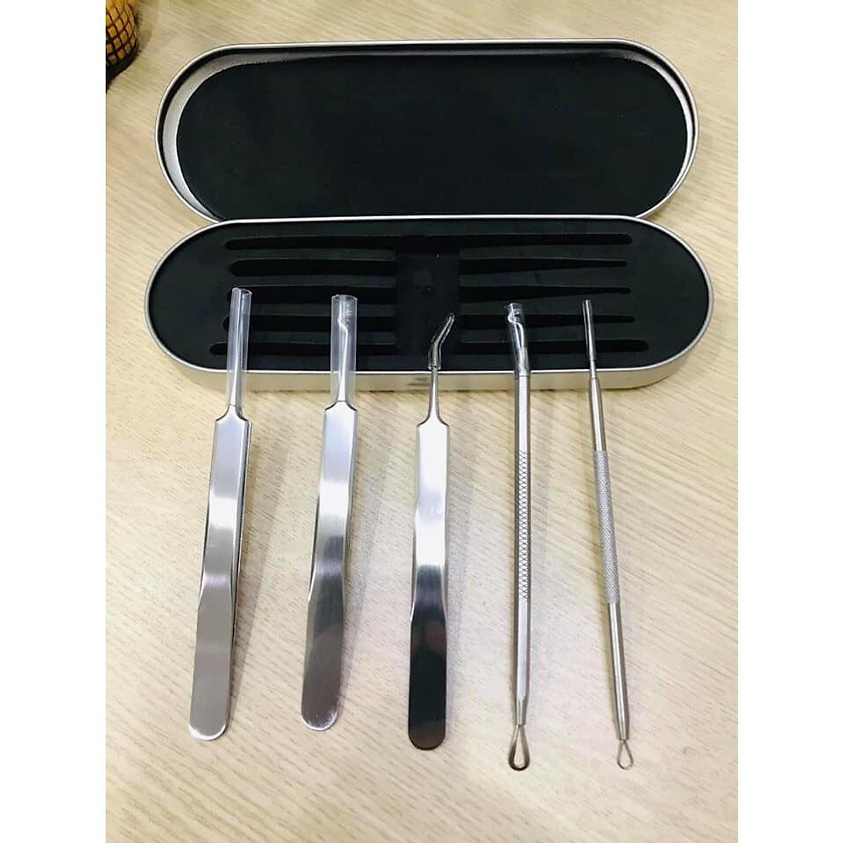 Bộ Nặn Mụn 5 Chi Tiết Inox Không Gỉ Cao Cấp Loại 1 Chuyên Dụng Cho Spa, Thẩm Mỹ Viện
