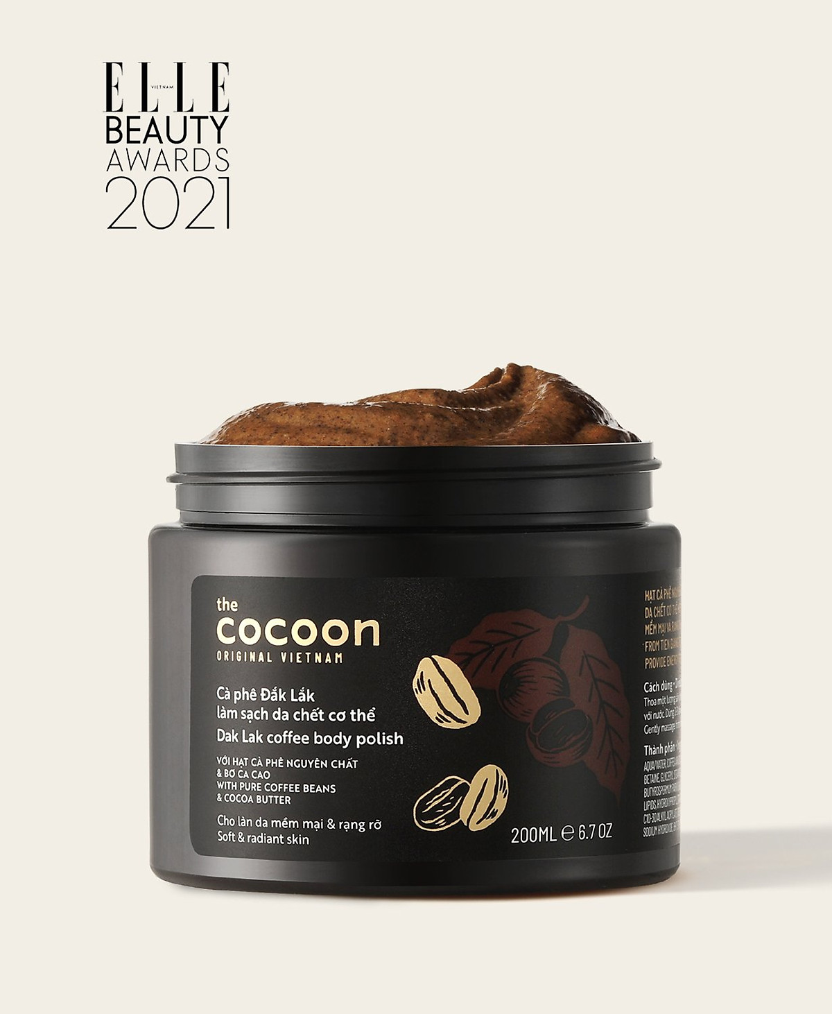 Tẩy da chết cơ thể cà phê Dăk Lăk Cocoon - Hũ 200ml