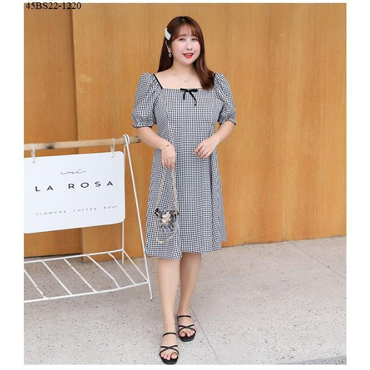 ĐẦM CARO CỔ VUÔNG DỄ THƯƠNG BIG SIZE - BS22-1220