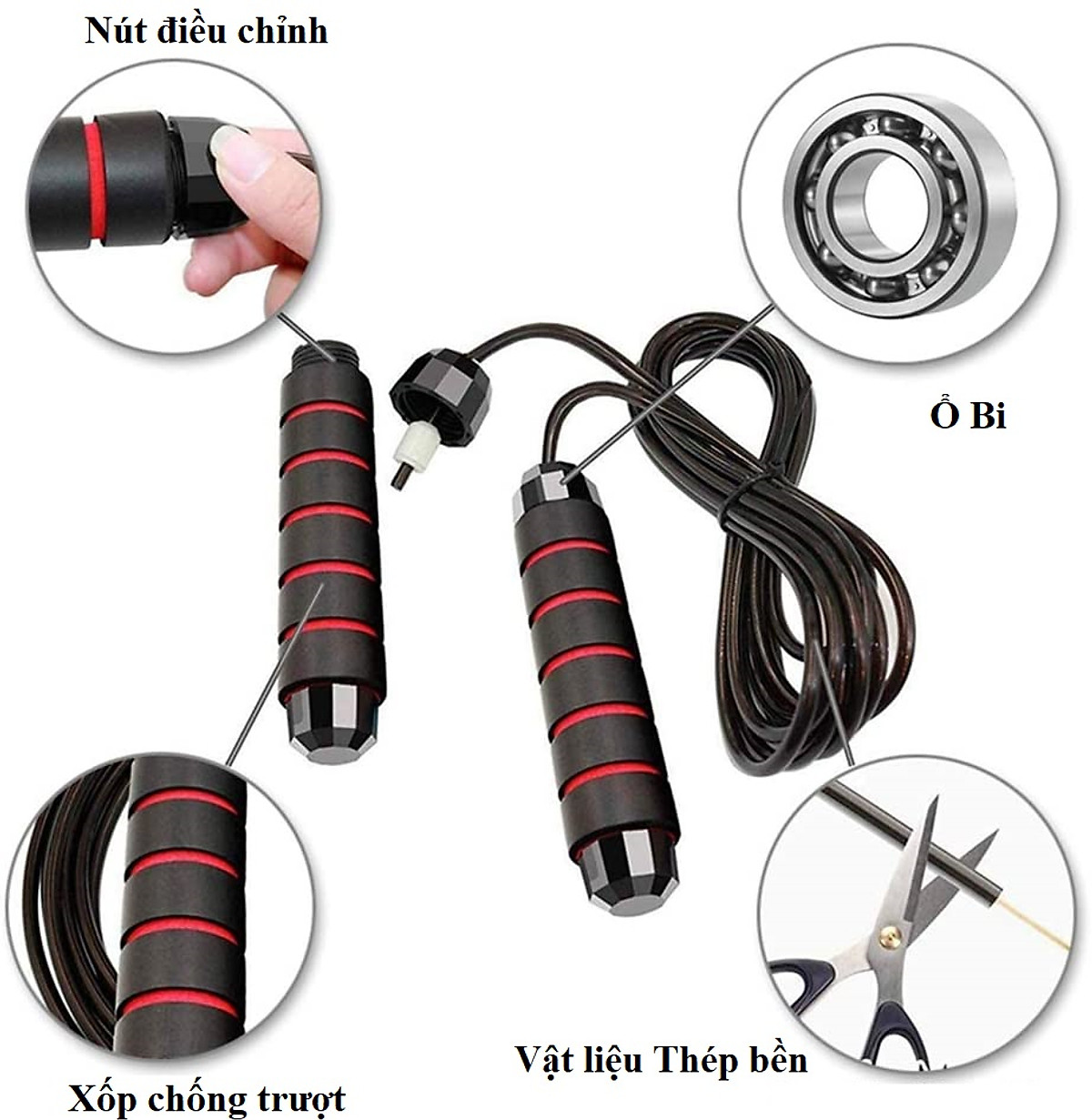 Combo Dụng Cụ Hít Đất Cầm Tay Và Dây Nhảy Lõi Thép Có Thể Điều Chỉnh Dộ Dài Chống Rối – Bộ Dụng Cụ Chống Đẩy Kèm Dây Nhảy Lõi Thép Tập Gym Tập Thể Thao Cao Cấp Chính Hãng Dododios