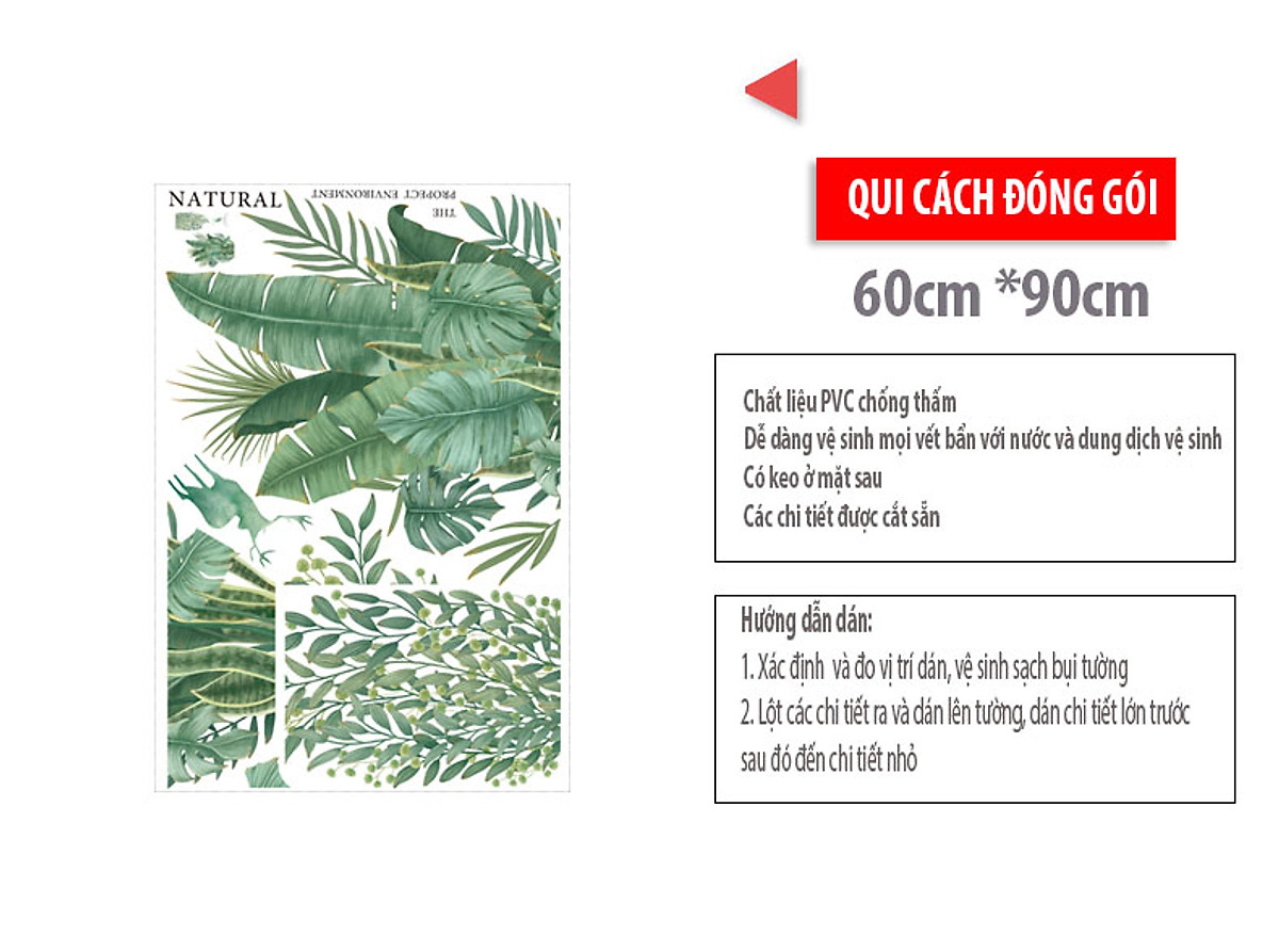 Sticker Giấy Dán Tường Decal Dán tường Mẫu Hoa Lá Cực Xinh ZH011