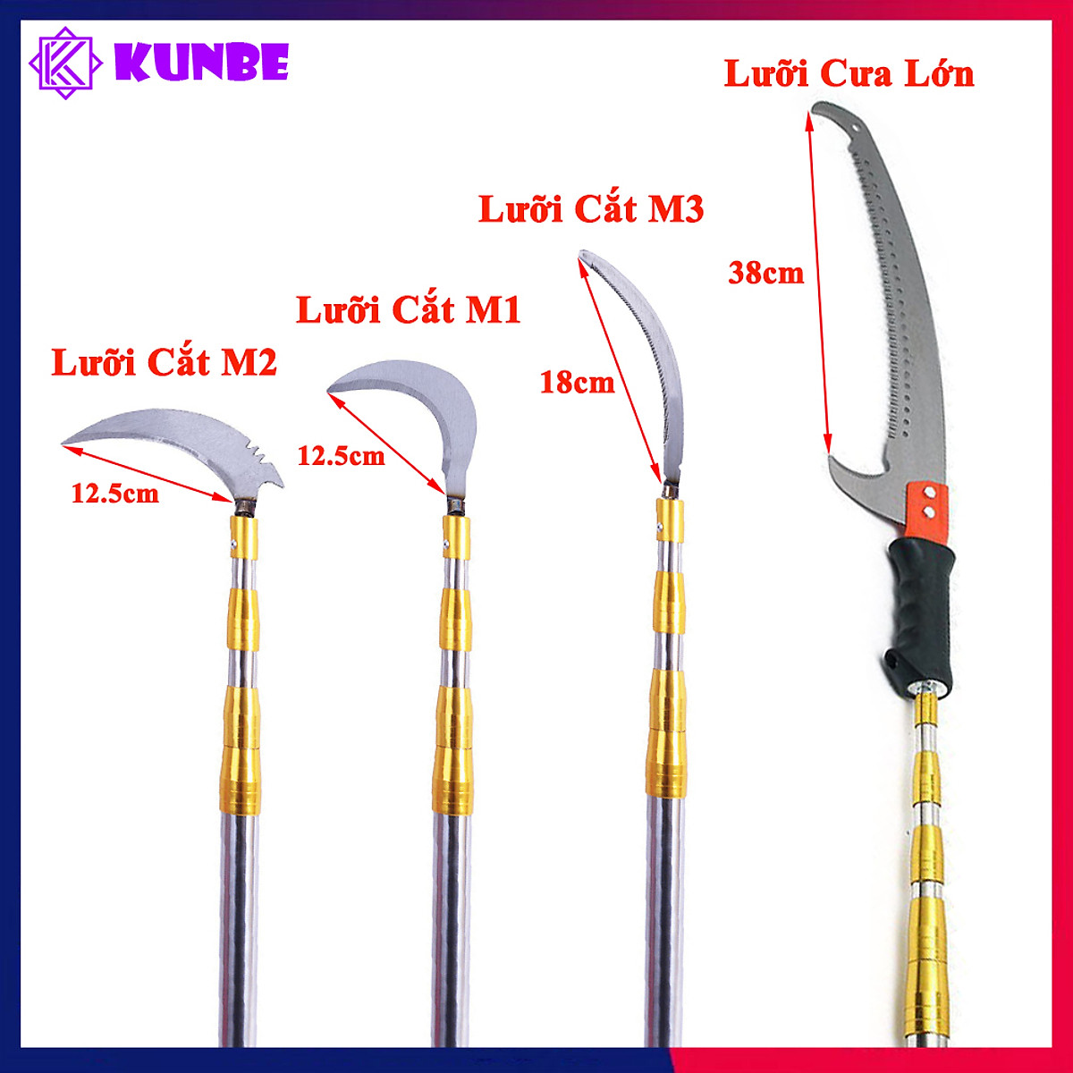 Sào Cưa Tỉa Cắt Cành, Hái Quả Trên Cao KUNBE Có Các Loại Dài 3m, 5m, 6m, 7m Chắc Chắn Cứng Cáp