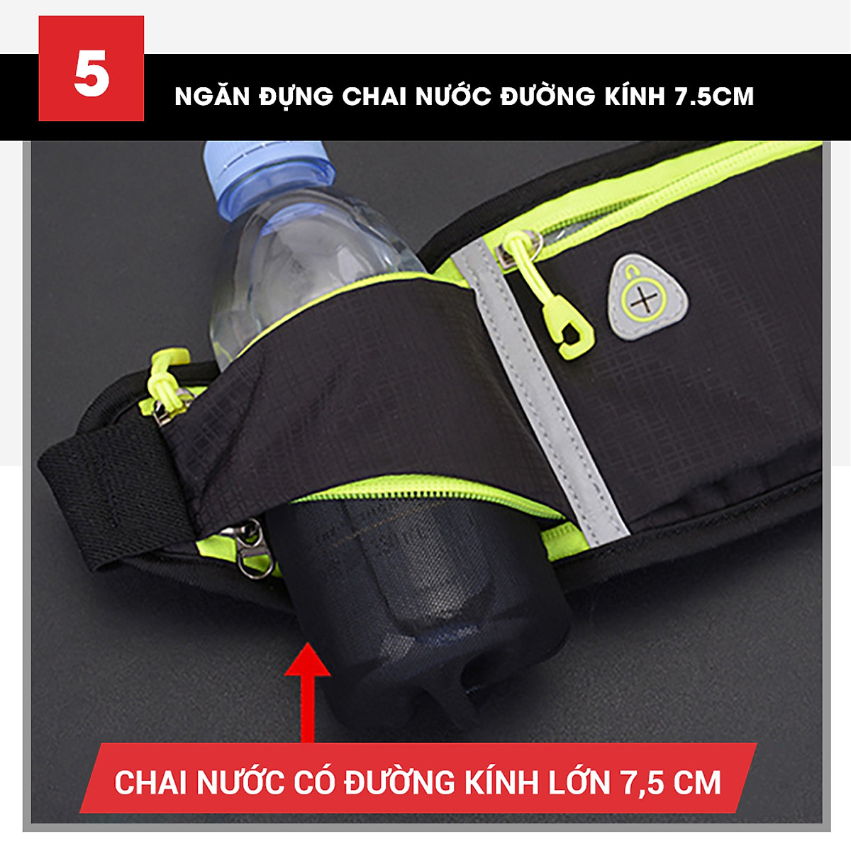Túi đeo bụng chạy bộ chống nước, đai đeo điện thoại chạy bộ, túi đeo hông chạy bộ phản quang GoodFit GF106RB