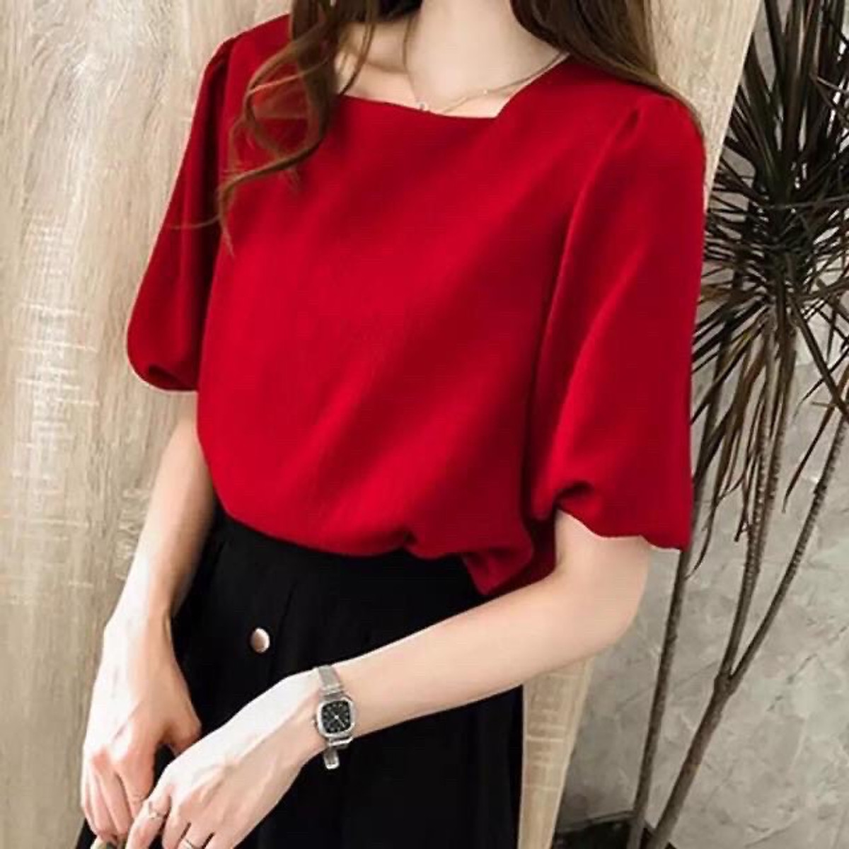Áo Kiểu Nữ Cổ Vuông Tay Phồng Thời Trang - Áo kiểu Áo Kiểu Nữ Cổ Vuông Tay Phồng Thời Trang - Áo Kiểu