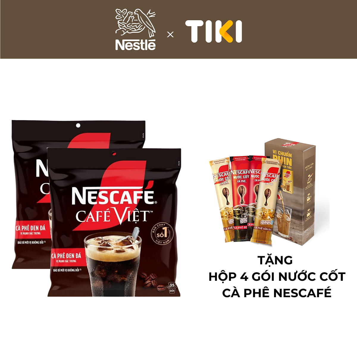 Combo 2 Bịch Cà phê Hòa tan NESCAFÉ CAFÉ VIỆT 35 gói Vị Mạnh đặc trưng