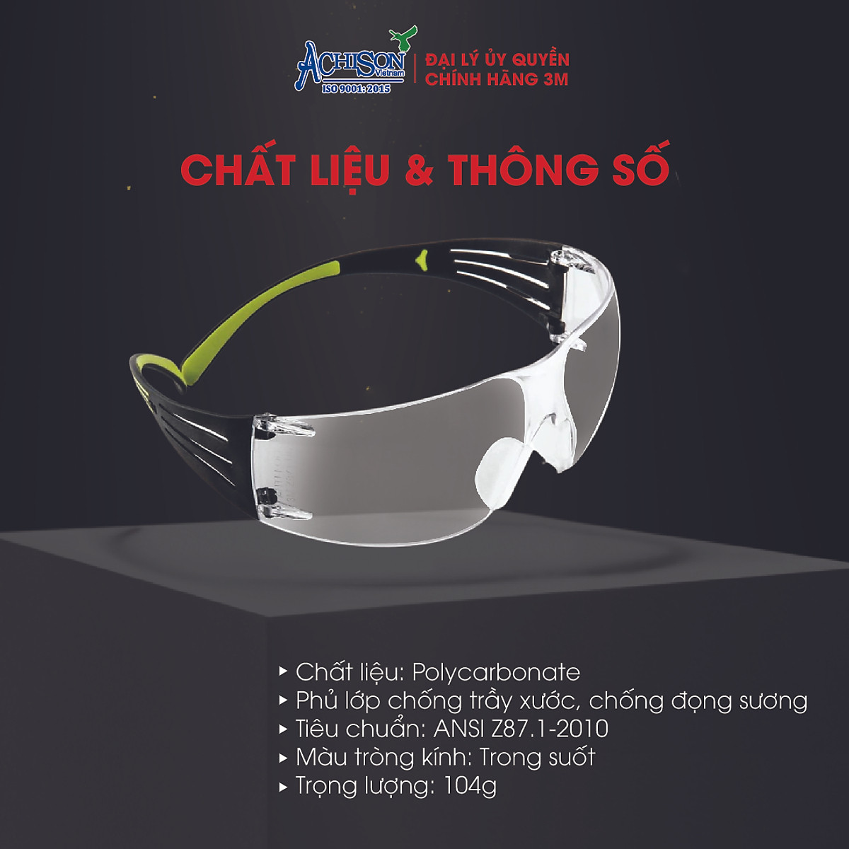 Kính bảo hộ lao động, kính chống bụi, chống đọng sương, chống trầy xước cao cấp 3M SF401AF - Xuất xứ Đài Loan