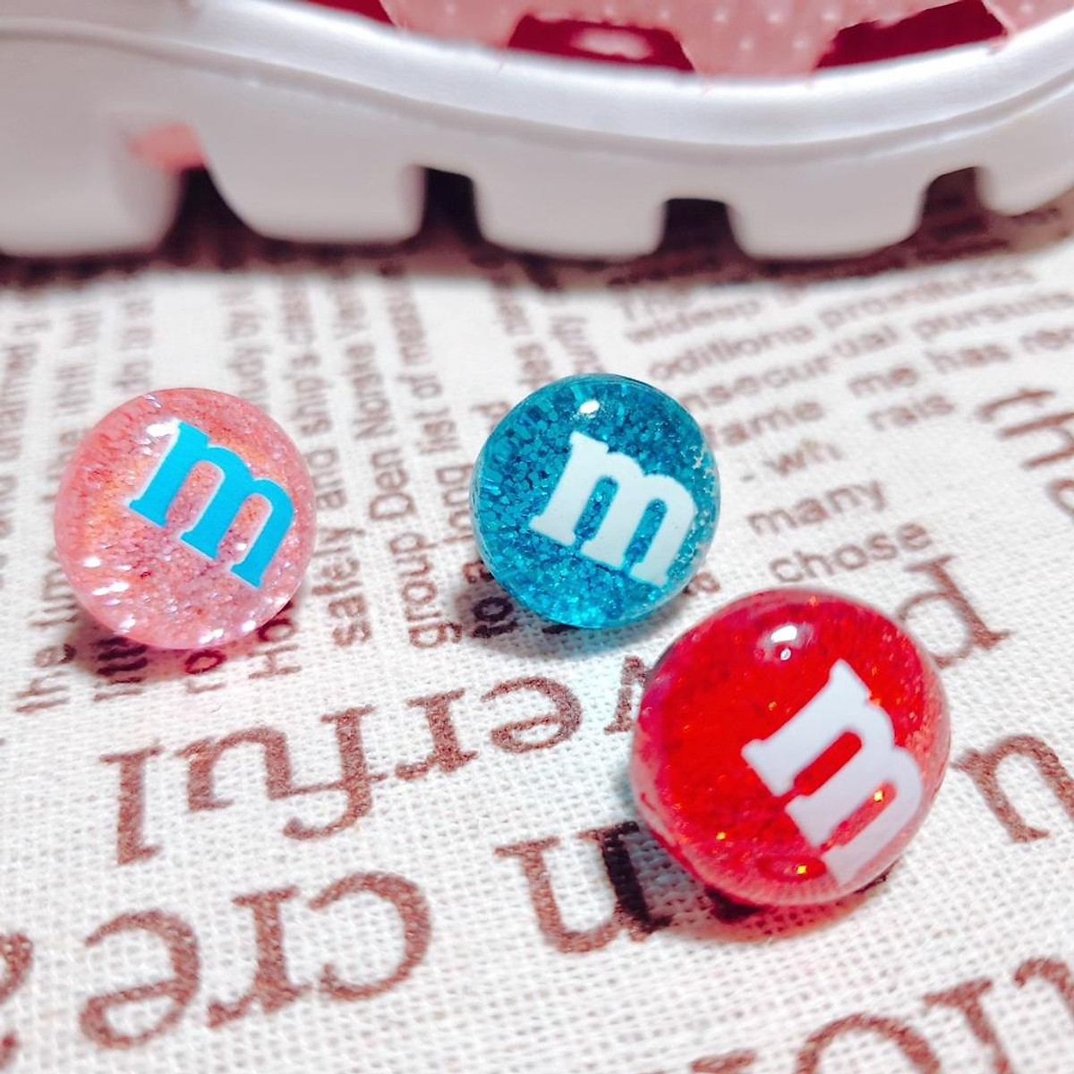 Nút gắn hkdesign/ phụ kiện trang trí loại đá cứng mô hình 3D - Sticker dép