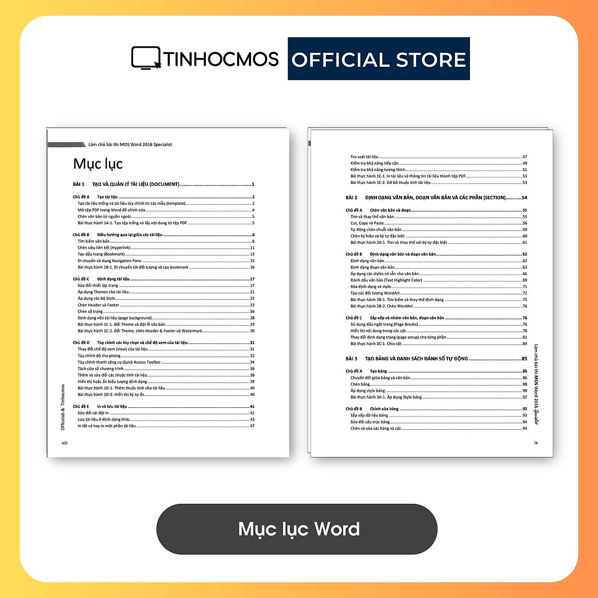 Sách - Combo Sách Ôn Thi 2 Môn MOS Excel, Word, Powerpoint 2016 Specialist, Ứng dụng Tin học văn phòng cơ bản - tinhocmos