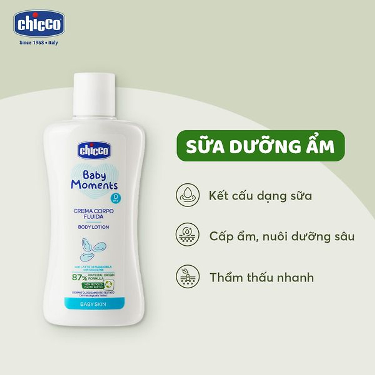 Sữa dưỡng thể chiết xuất Hạnh nhân Chicco 200ml