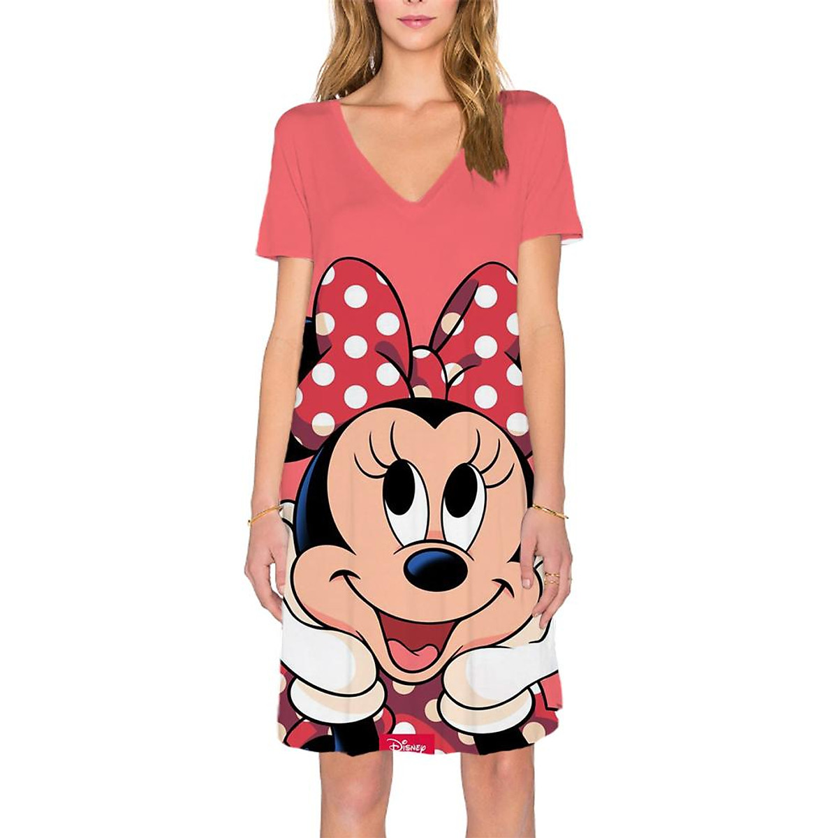 Mùa Hè 2023 Nữ Disney Chuột Mickey In Hình Đầm Cổ Chữ V Dài Tới Đầu