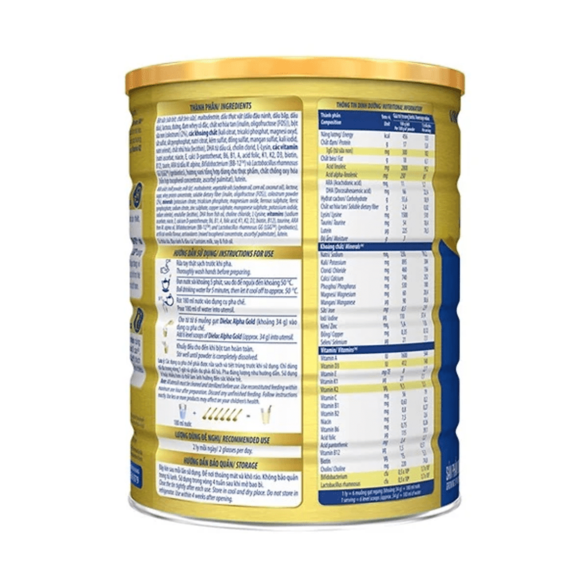 Sữa bột Vinamilk Dielac Alpha Gold 4 1400g (cho trẻ từ 2- 6 tuổi)