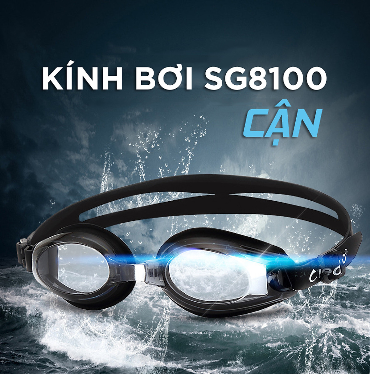 Kính Bơi Cận Từ 2 Đến 8 Độ Kính Bơi Người Cận Dây Đeo Êm Ái Đệm Mũi Dẻo Dai Chống UV Cleacco SG8100 Boro Sport