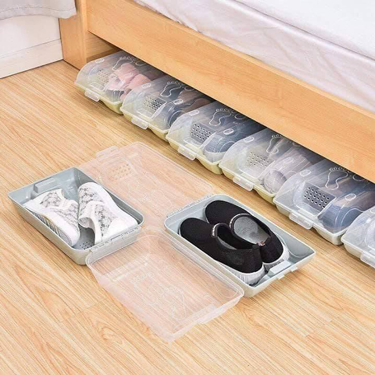 Combo 10 hộp giày nhựa trong suôt/ hộp giày đẹp
