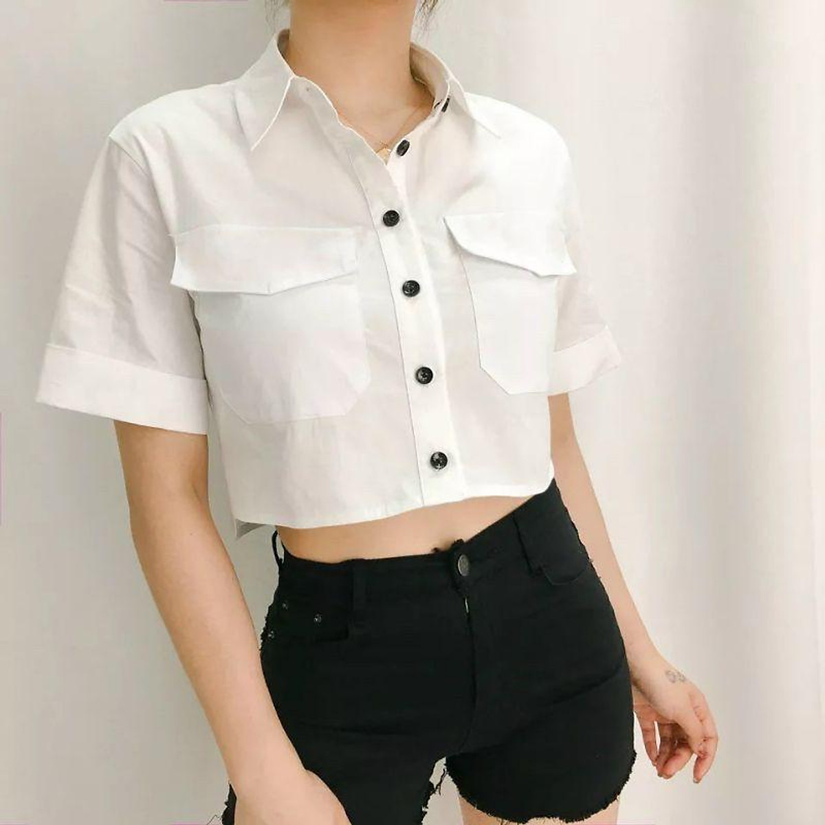 Shop chuyên sỉ set bộ nữ áo sơ mi croptop quần đùi  Quần Áo Giá Xưởng