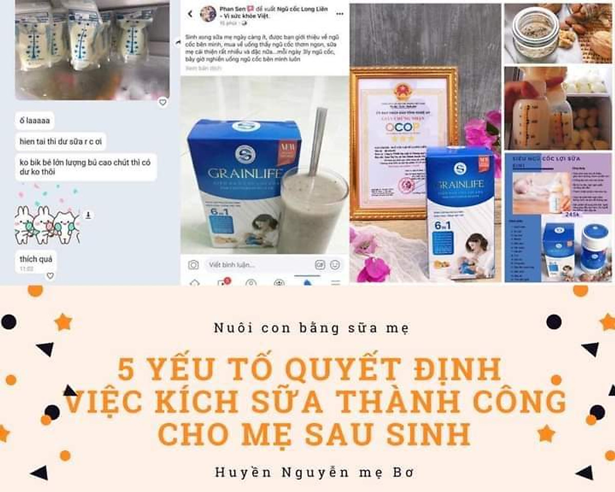 Siêu Ngũ Cốc Lợi Sữa 6IN1 Grainlife (500gr) - 100% Hữu Cơ - Dành Cho Người Ít Sữa, Mới Sinh, Cần Bổ Sung Dinh Dưỡng - Hỗ Trợ Nuôi Con Bằng Sữa Mẹ - Chứng Nhận ATVSTP