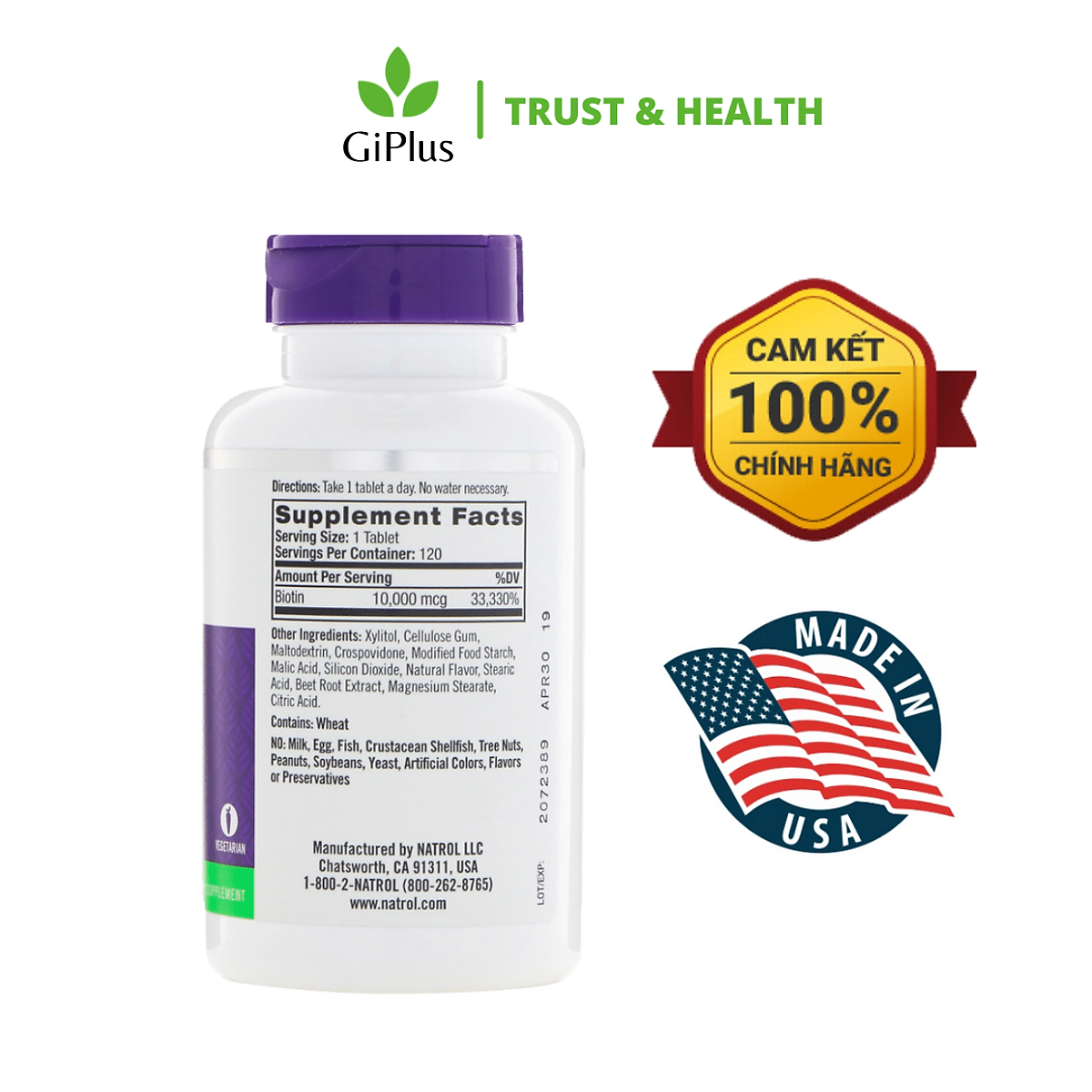 Biotin mọc tóc Natrol Beauty Mỹ hỗ trợ tóc mọc nhanh hơn, dày hơn, cho mái tóc khỏe mạnh, làn da rạng rỡ và móng tay chắc khỏe - QuaTangMe Extaste